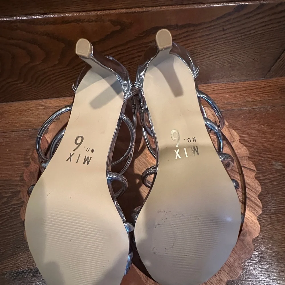 Silver Strappy Stiletto Sandals